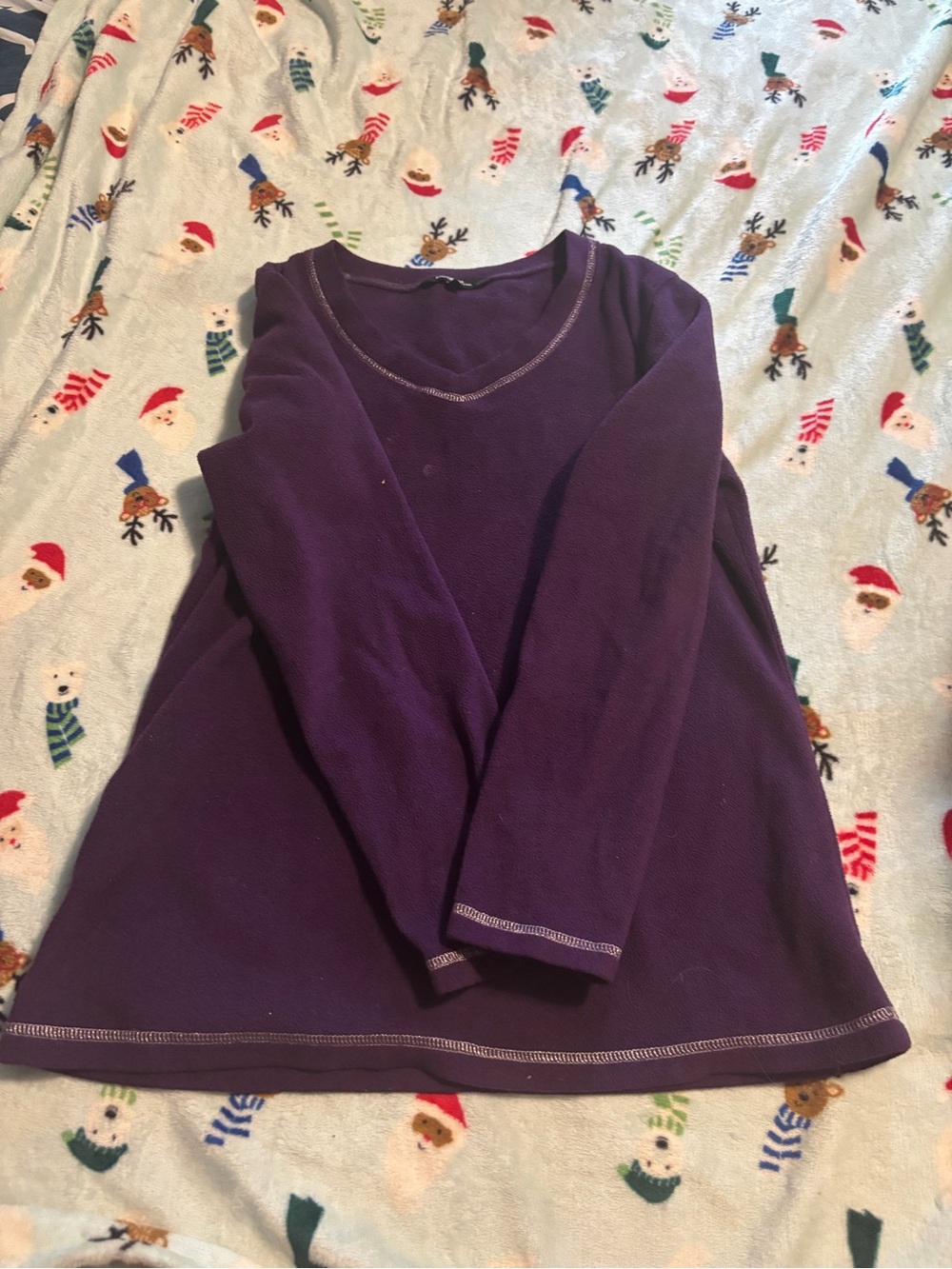 George Purple Crewneck Long Sleeve Top with Contrast Stitching